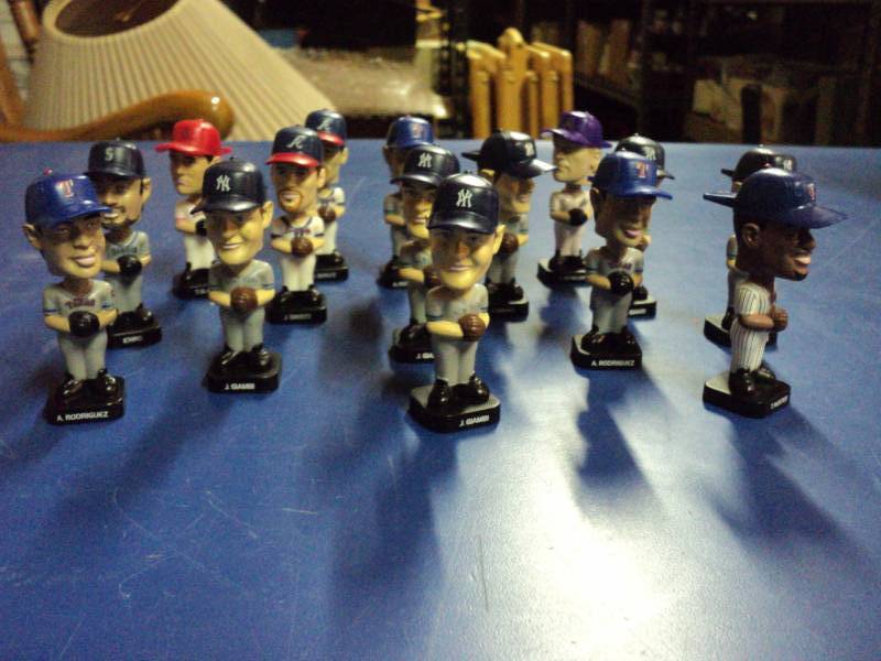 lot 8138 image: (15) ct lot 2003 upper Deck Mini Bobble Heads J. Smoltz, J.Giambi, A. Rodriguez and more