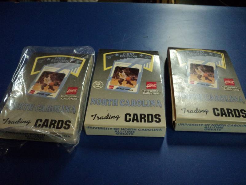 lot 8180 image: (3) boxes 1989 Collegiate Collection First Edition North Carolinas Finest All Time Greats, over 700 Cards