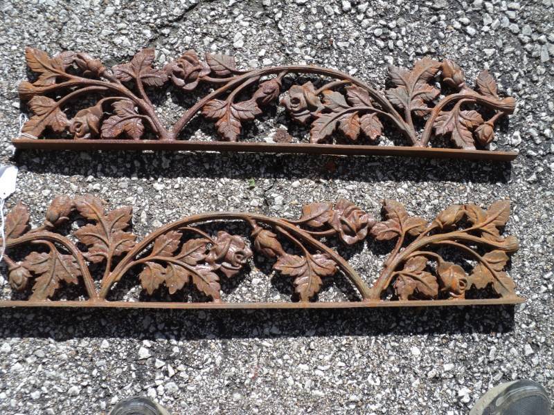 lot 8201 image: (2) Decorative wrought iron panels, Rose Vine Pattern,  approx. 26 x 5