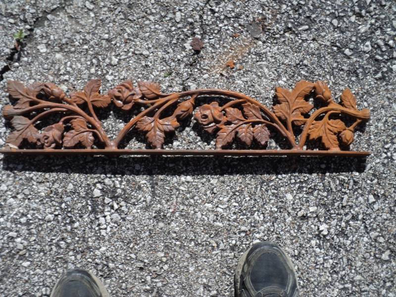lot 8204 image: (1) Decorative wrought iron panels, Rose Vine Pattern,  approx. 26 x 5