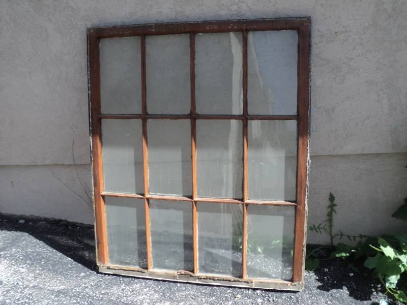 lot 8218 image: 12- pane Wooden Frame Window, approx 39 x 47 x 1-14