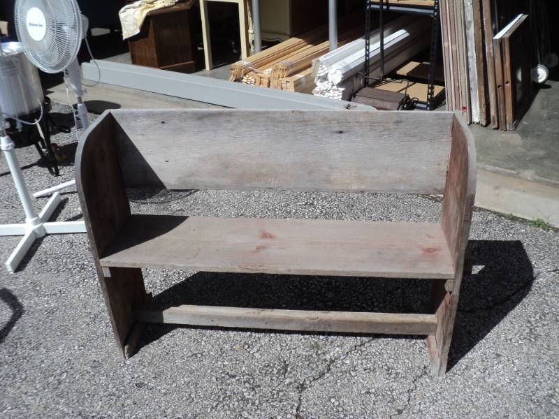 lot 8226 image: Rustic Barn Board Wooden Bench plant Stand  42 x 12 x 30 w 16 seat height