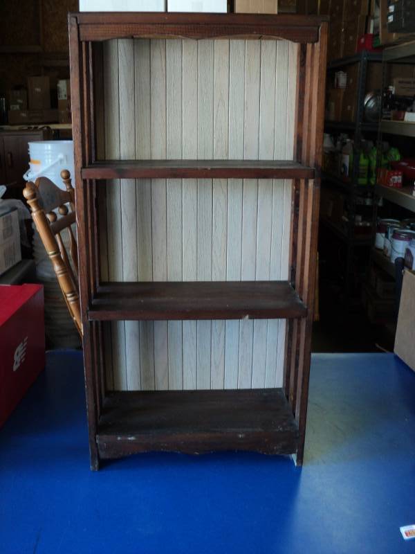 lot 8230 image: Handmade Wooden Shelf, approx 17-14 x 7-14 x 34-14 tall