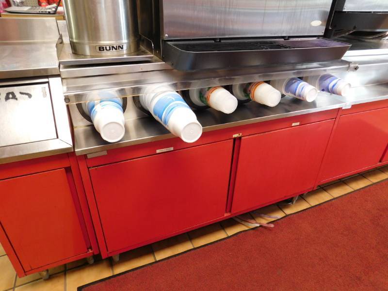 lot 1078 image: Cabinet wStainless Top and Cup Dispensers