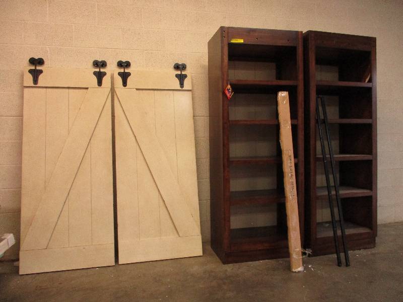 2 Bookcases With 2 Sliding Barn Doors Sliding Tracks Furniture