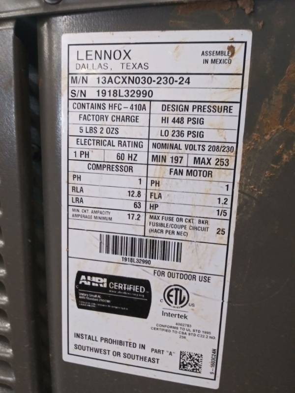 lennox 13acxn030 230