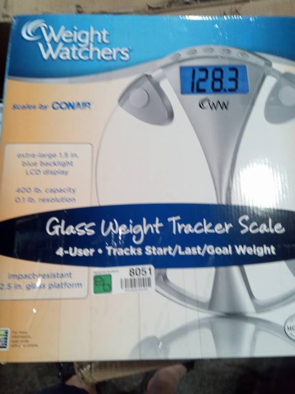 Weight Watchers 12.5-Inch Round Glass Weight Tracking Scale for 4 Users  WW43NAM 