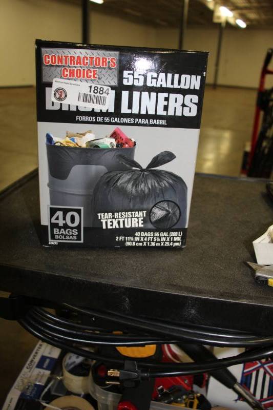 lot 1884 image: 55 Gallon Trash Bags