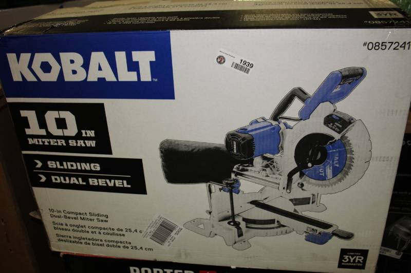 lot 1939 image: Kobalt 10-in 15-Amp Dual Bevel Sliding Laser Compound Miter Saw