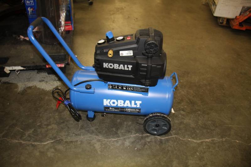 lot 1906 image: Kobalt 8-Gallon Portable 150 Electric Horizontal Air Compressor