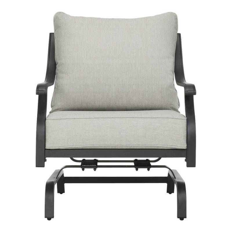 lot 1877 image: Garden Treasures Elliot Creek Set of 2 Steel Motion Conversation Chairs with Gray Cushions