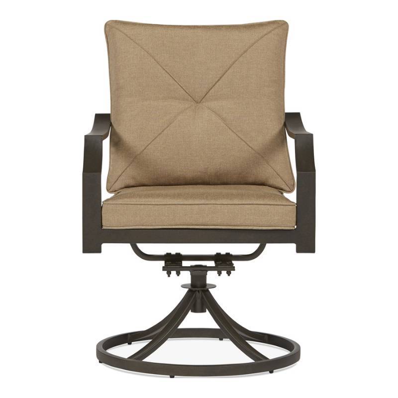 lot 1878 image: Garden Treasures Vinehaven Set of 2 Steel Swivel Dining Chairs with Tan Cushion