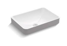 lot 1917 image: KOHLER K-5373-0 Vox Rectangle Vessel Above-Counter Bathroom Sink, White