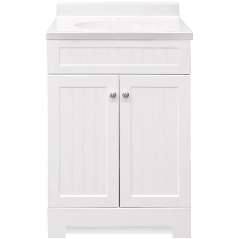 lot 1938 image: Style Selections Ellenbee 24.5-in White Single Sink Bathroom Vanity with White Cultured Marble Top