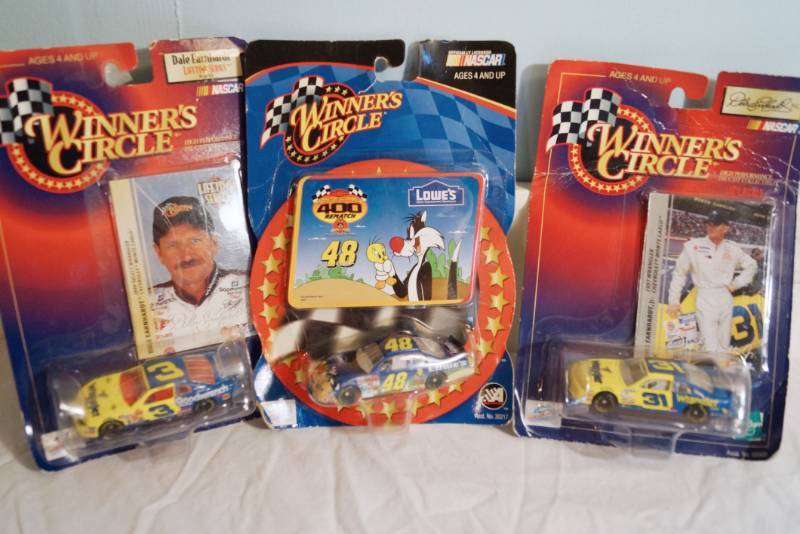 lot 1405 image: Three NASCAR Cars-#3 Dale Earnhardt-#31 Dale JR-#48-Hot Wheels size-new in Winners Circle Packages