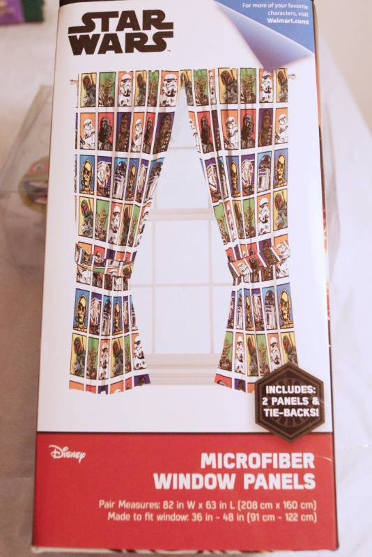 lot 1418 image: Star Wars Window Panels-Ninja Turtles Shower Curtain with Turtle Hooks-new in package