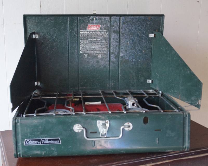 lot 1482 image: Coleman Powerhouse 2 Burner Camp Cooking Stove-Looks to be complete-See pics for details
