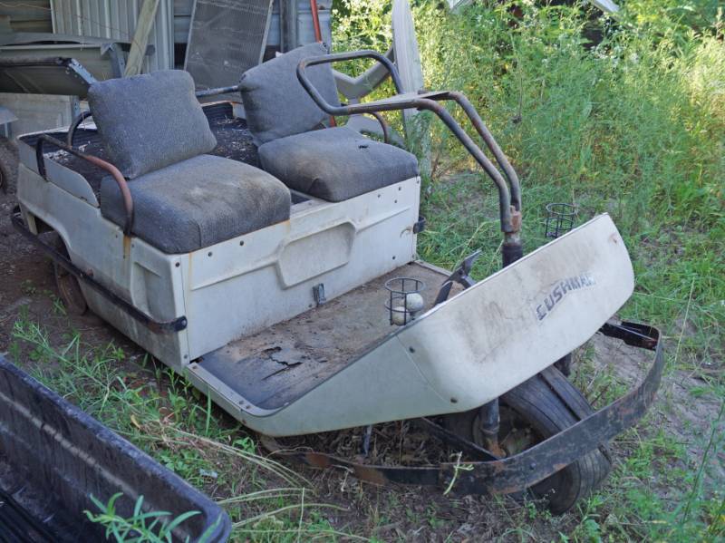 lot 1506 image: Cushman Three wheeled Golfster- Battery powered- Very fast and fun when it was running-Hard to find.