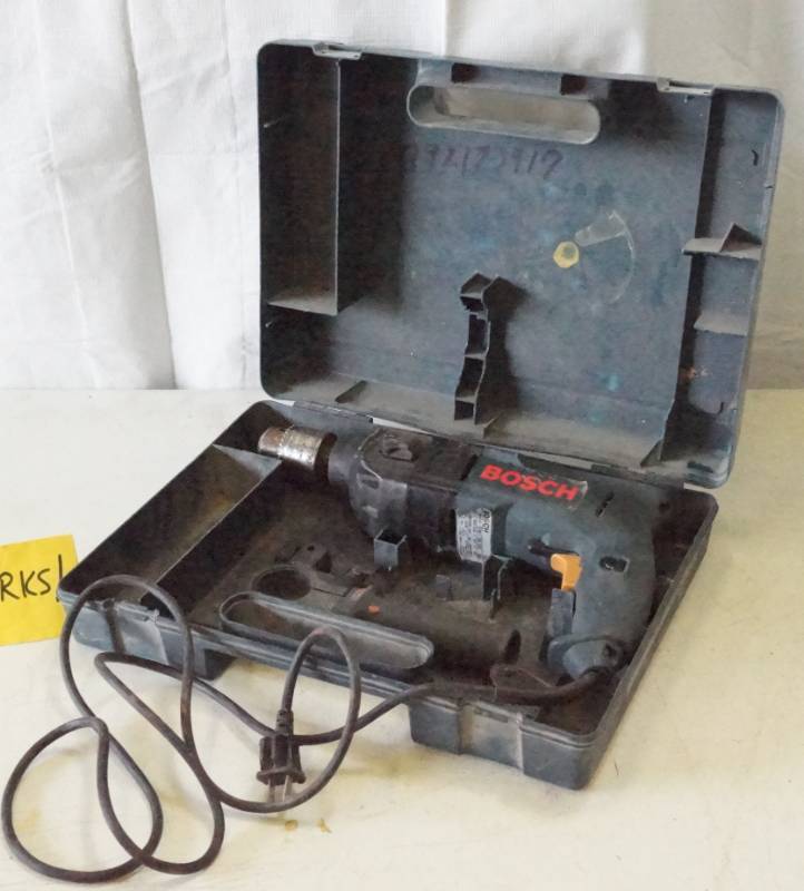 lot 5458 image: Bosch Hammer Drill M#0 601 194 639 with Handle, Key & Case - Works