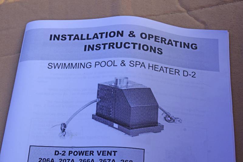 lot 5253 image: Swimming Pool and Spa Heater D-2 Power Vent - in original box w papers - appears to be brand new