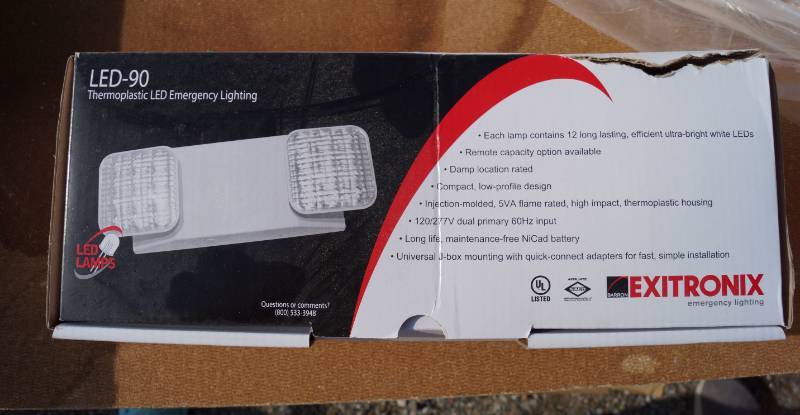 lot 5267 image: LED Emergency Lighting Unit - NiCad Battery - M# LED-90 EXITRONIX New in Box