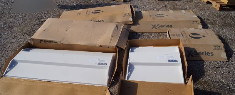 lot 5269 image: Lot of 4 Drop Ceiling LED Light Fixtures, two large and two small - suitable for damp locations - New in boxes