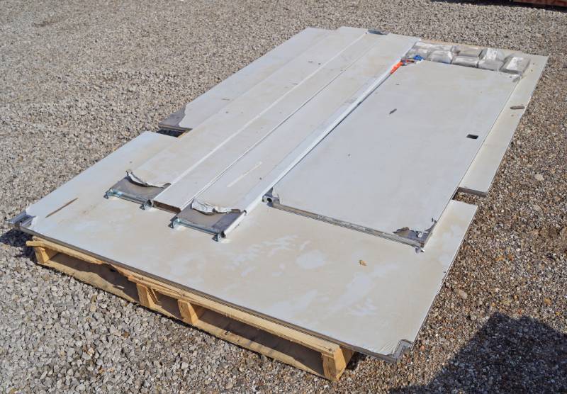 lot 5276 image: Lot of commercial bathroom stall panels - see pics new w protective film on them. w hardware