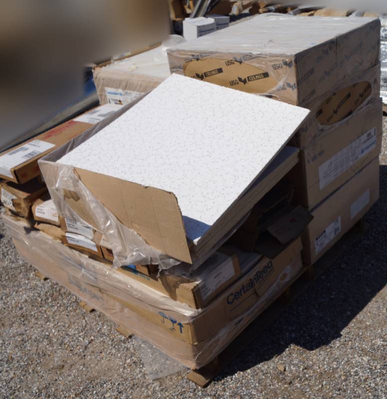 lot 5333 image: Lot of Ceiling Tiles and other Drop-Ceiling Grid Pieces - New in boxes