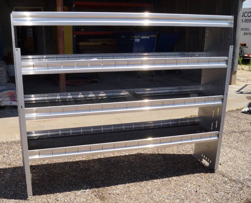 lot 5328 image: Nice Metal Warehouse Parts Shelf - Shelving Unit - 58 tall x 70 wide x 17.5 deep