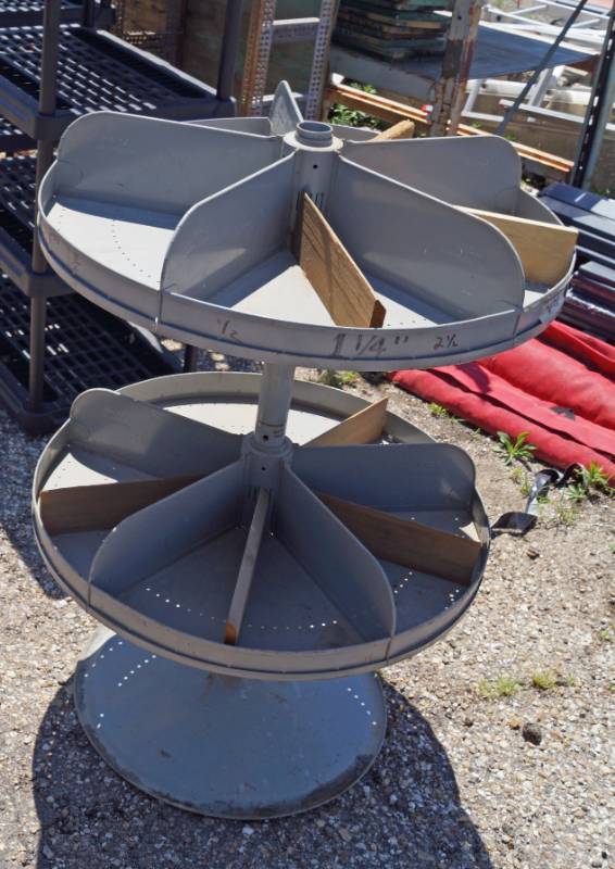 lot 5342 image: Rotating 2-Tier Shop Tool and Hardware Organizer - Very Handy Comes apart for transport