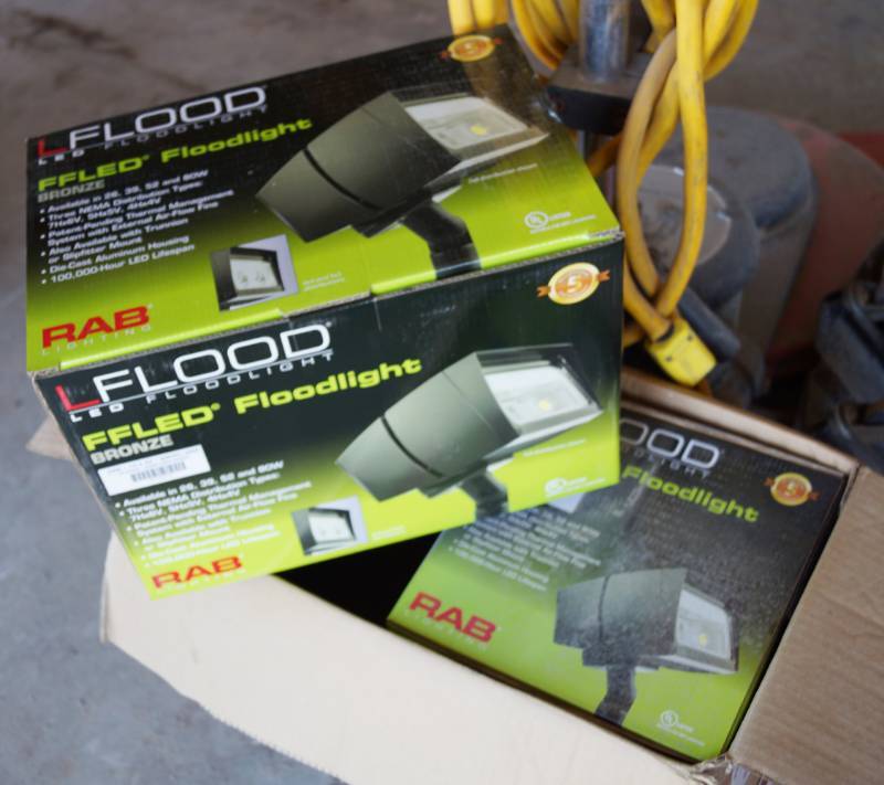 lot 5363 image: Lot of 2 LED Floodlights RAB Bronze - Brand New Never Installed in original boxes