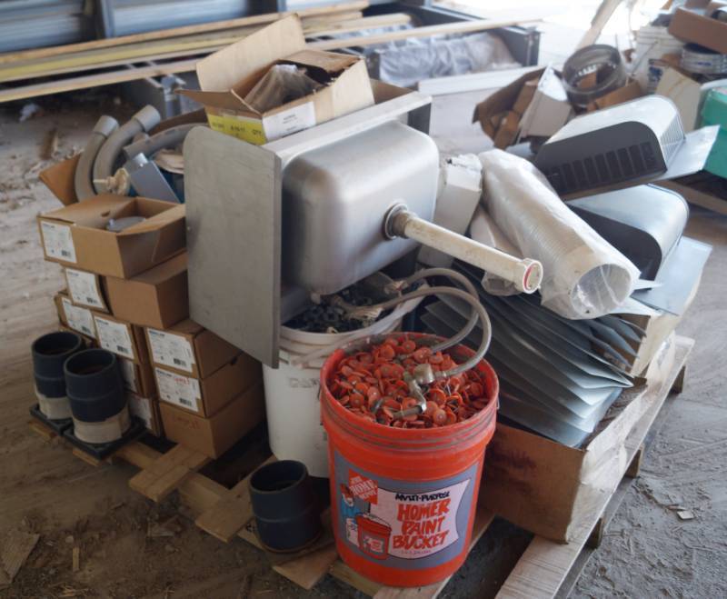 lot 5365 image: Pallet of Building Materials - Bar Sinks, Electrical Supplies, Nails, Conduit, Vents and MORE