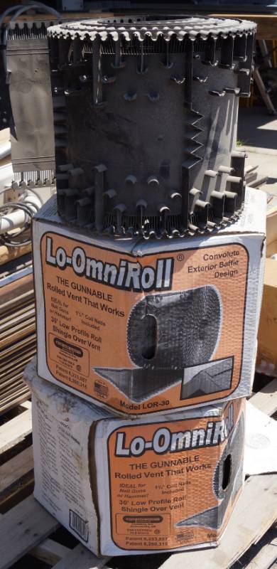 lot 5368 image: Lot of 3 Rolls of Lo-Omni Roll - Ginnable Rolled Vent- Shingle Over Vent Roofing Material