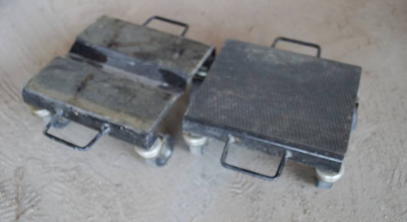 lot 5375 image: Snow Mobile Roller Set - TORIN BIG RED JACKS - wheeled dollys 1500 lb capacity
