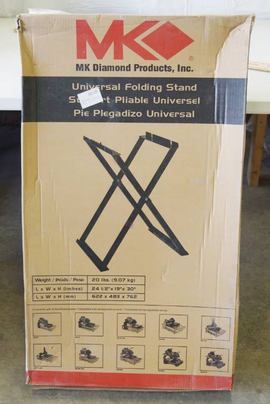 lot 5386 image: MK Universal Folding Equipment Stand - New in original box See pics for sizes and equipment supported