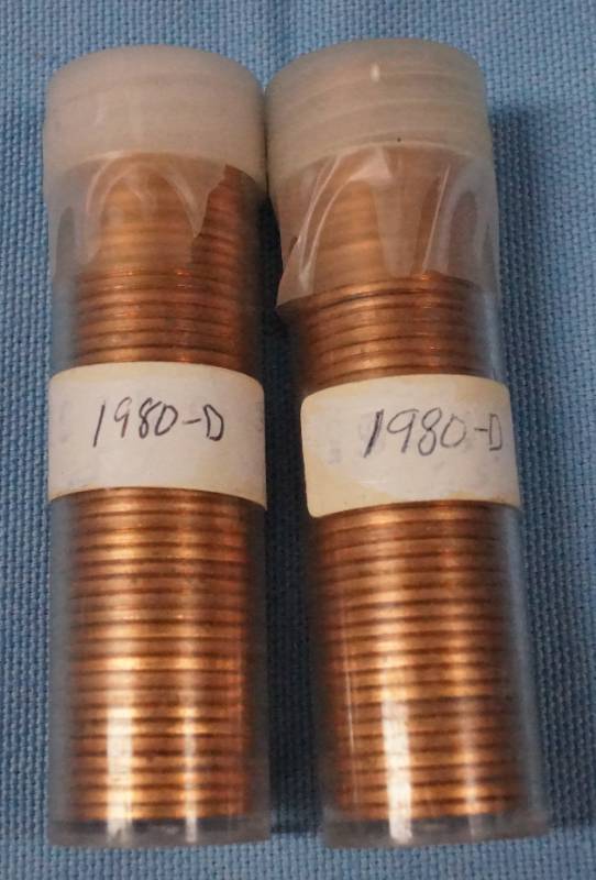 lot 5663 image: 2 Tubes of 50 1980-D Pennies