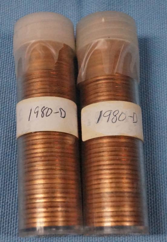 lot 5664 image: 2 Tubes of 50 1980-D Pennies