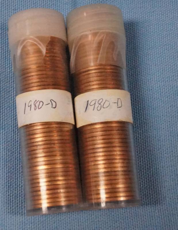 lot 5667 image: 2 Tubes of 50 1980-D Pennies