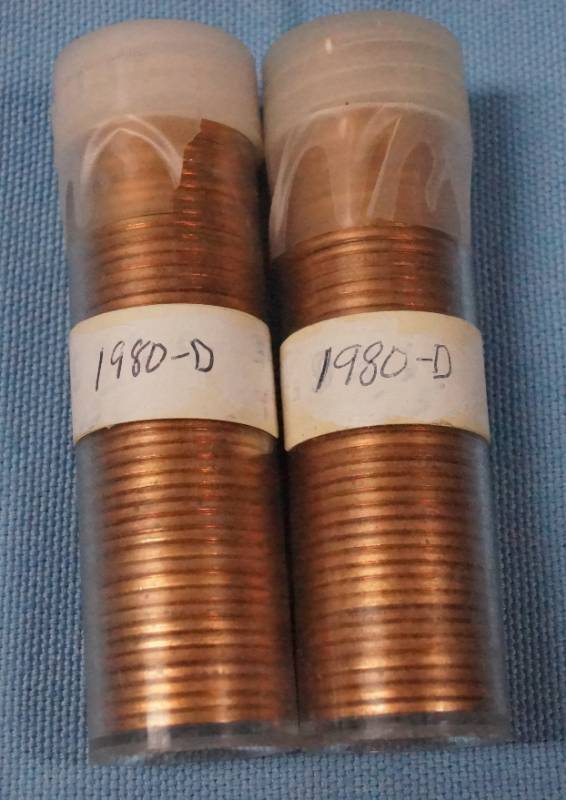 lot 5668 image: 2 Tubes of 50 1980-D Pennies