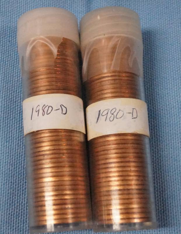 lot 5671 image: 2 Tubes of 50 1980-D Pennies