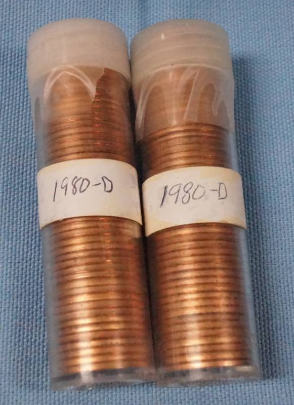 lot 5672 image: 2 Tubes of 50 1980-D Pennies