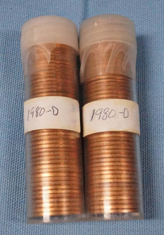 lot 5678 image: 2 Tubes of 50 1980-D Pennies