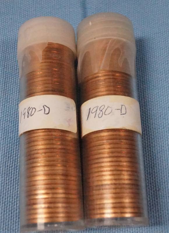 lot 5680 image: 2 Tubes of 50 1980-D Pennies