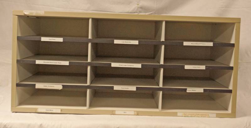 lot 5707 image: Lot of 2 Wall Shelves with 12 Slots Each for Files