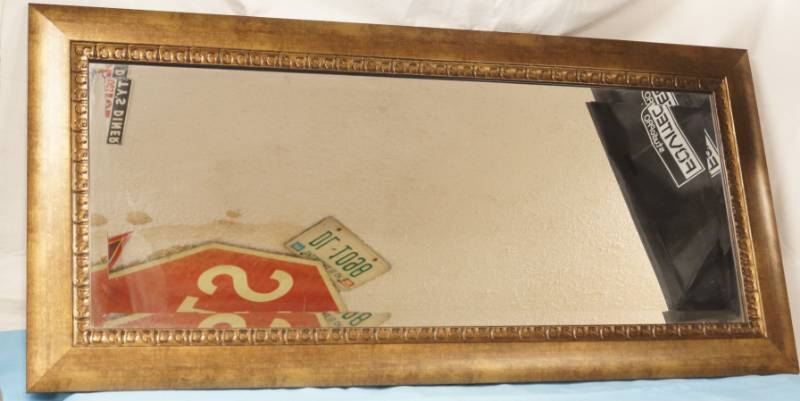 lot 5801 image: Large Very Nice Wooden Framed Mirror - Beautiful