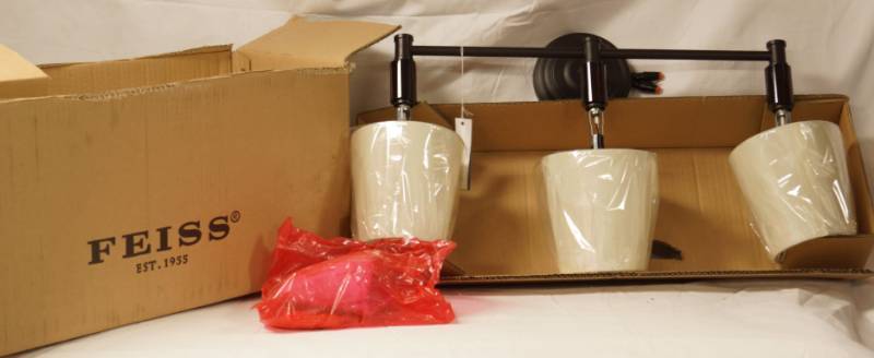 lot 5820 image: Feiss Wall Hanging 3 Light Lamp Fixture - NIB