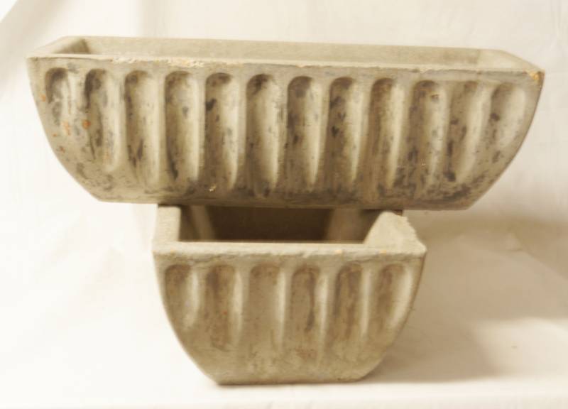lot 5842 image: Lot of 2 Concrete Outdoor Planters - Heavy Cool
