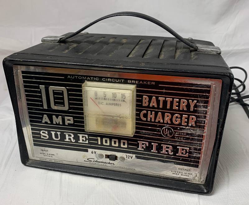 lot 5843 image: Battery Charger 10 Amp Sure 1000 Fire
