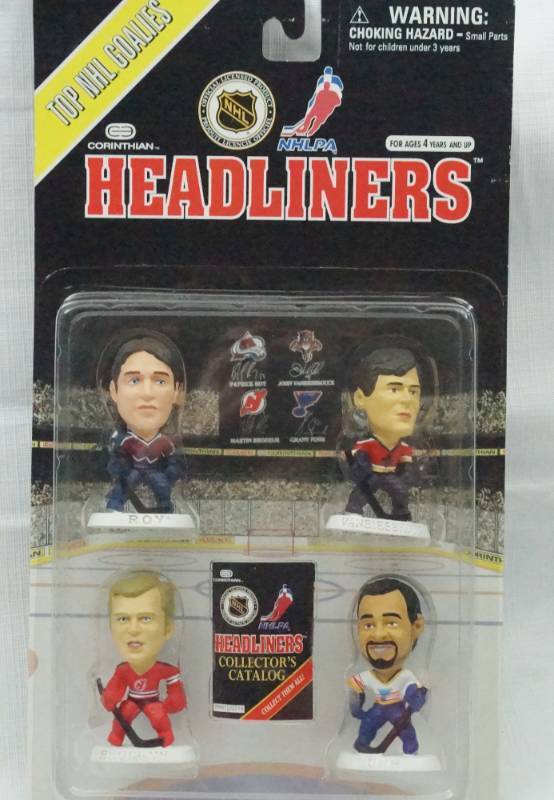 lot 5531 image: 4 Pak Goalies - NHL Headliners Top Goalies - Roy - Vanbiesbrock - Brodeur - Fuhr