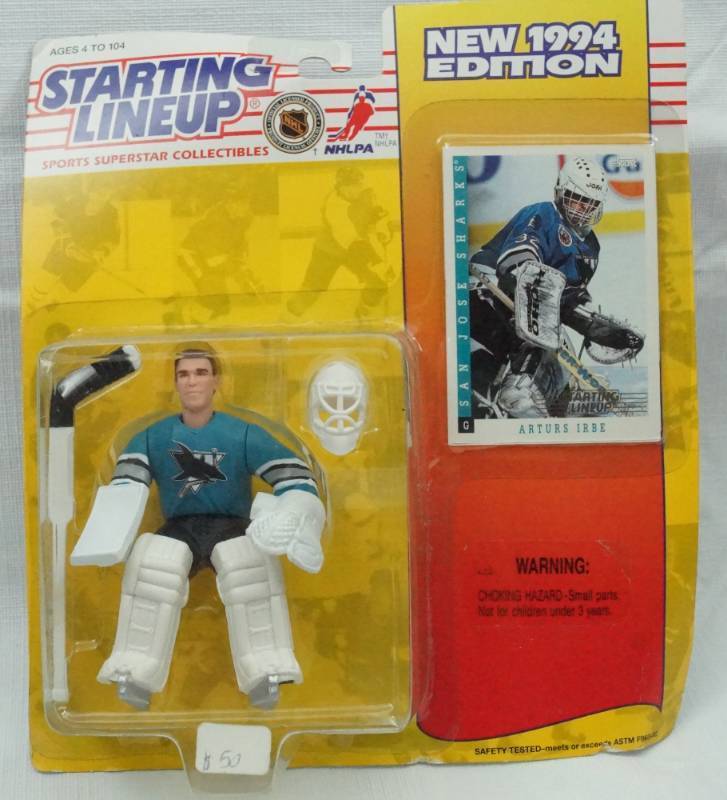 lot 5538 image: ARTUS IRBE  SAN JOSE SHARKS 1994 NHL Starting Lineup Action Figure & Exclusive Collector Trading Card